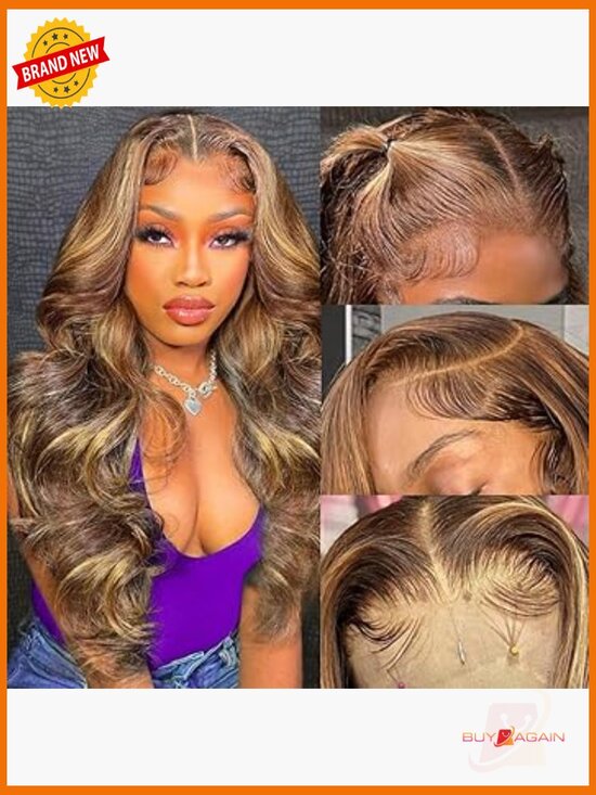 13x6 Lace Front Wig Human Hair Highlight Ombre Body Wave 180 Density 24 Inch